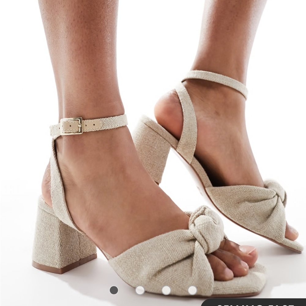 ASOS Cream Knotted Block Heel Sandals - Picture 3 of 7
